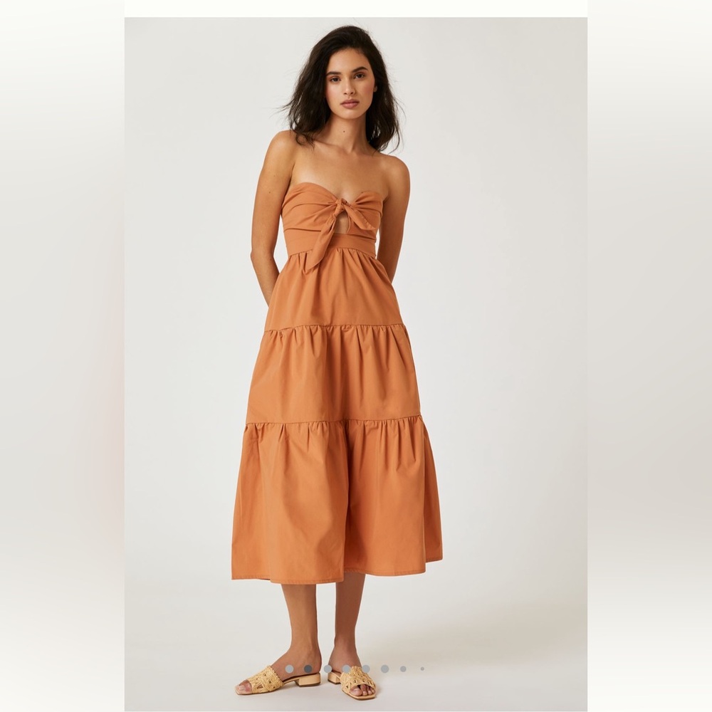 Anthropologie Strapless Tie-Front Midi Dress
